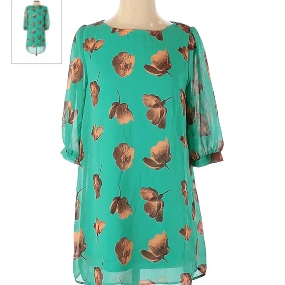 Everly Floral Shift Dress Teal S - Picture 3 of 7